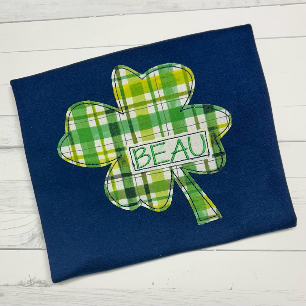 Applique Plaid Clover Kids St. Patrick’s Day Shirt Custom made to order